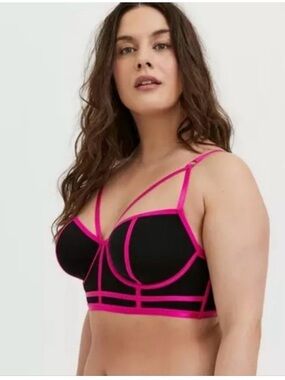 torrid Black Bralette with Hot Pink Trim